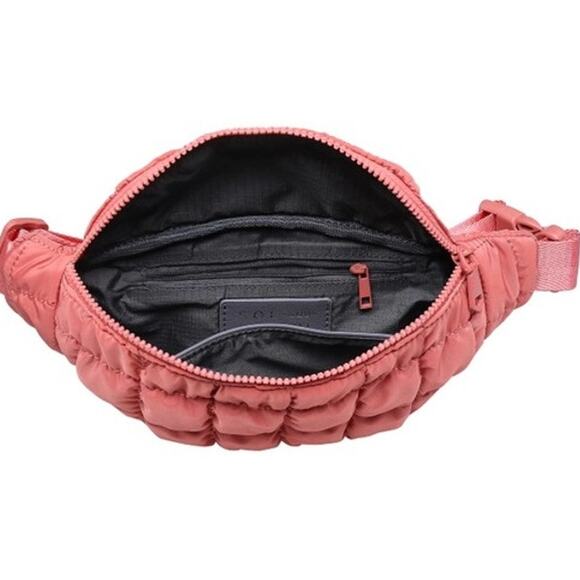 Resurgence Quilted Puffer Nylon Belt Bag Crossbody Sling Bag Terracotta - Picture 4 of 8